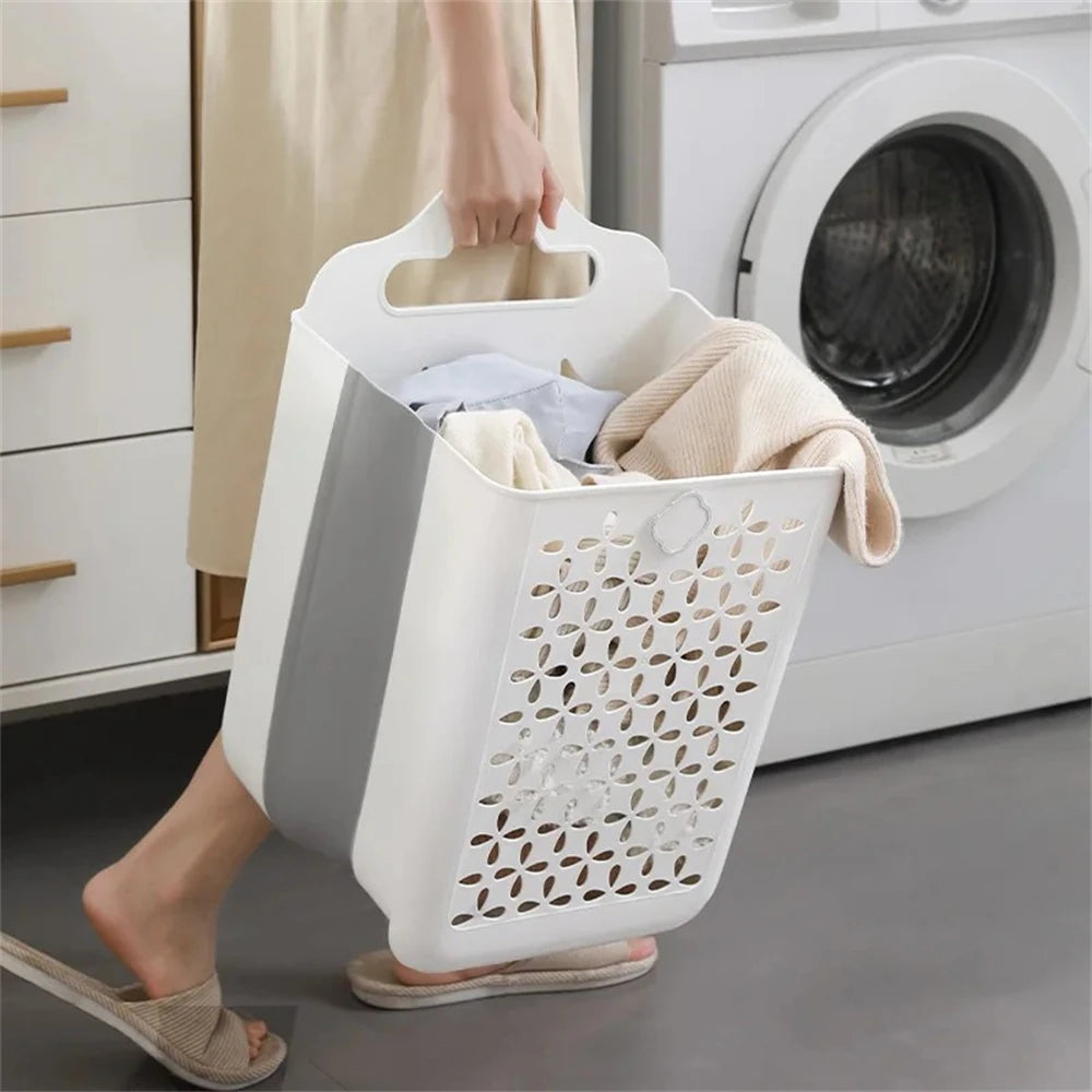 Dirty Clothes Basket with Large Capacity Folding Wall Hanging Dirty Clothes Basket Bathroom Laundry Bag Portable Clothes Basket
