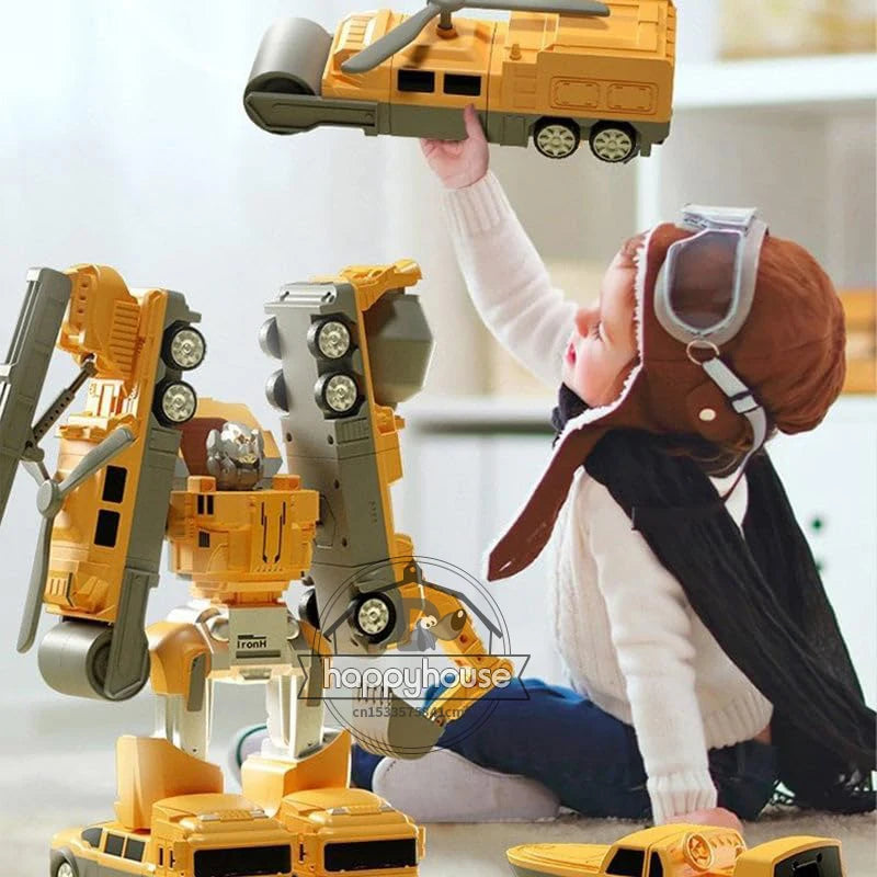 Magnetic Transform Engineering Car Assembled Toys for Toddler Magnetic Blocks for Kids Activities Toy Transforming Robot Car Toy