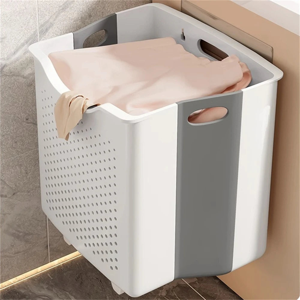 Dirty Clothes Basket with Large Capacity Folding Wall Hanging Dirty Clothes Basket Bathroom Laundry Bag Portable Clothes Basket