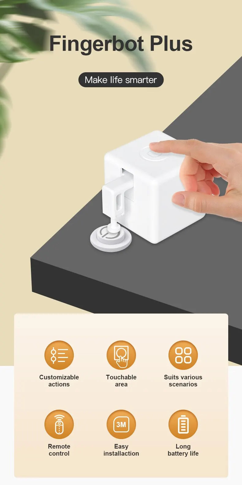 Bluetooth Fingerbot Plus Robot Button Pusher Switch Work With Alexa Google Home Smart Life App
