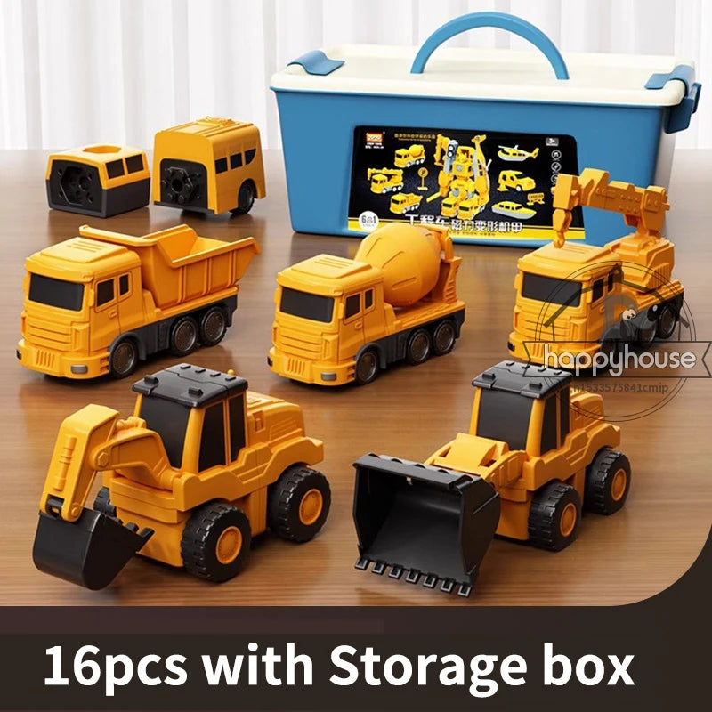 Magnetic Transform Engineering Car Assembled Toys for Toddler Magnetic Blocks for Kids Activities Toy Transforming Robot Car Toy