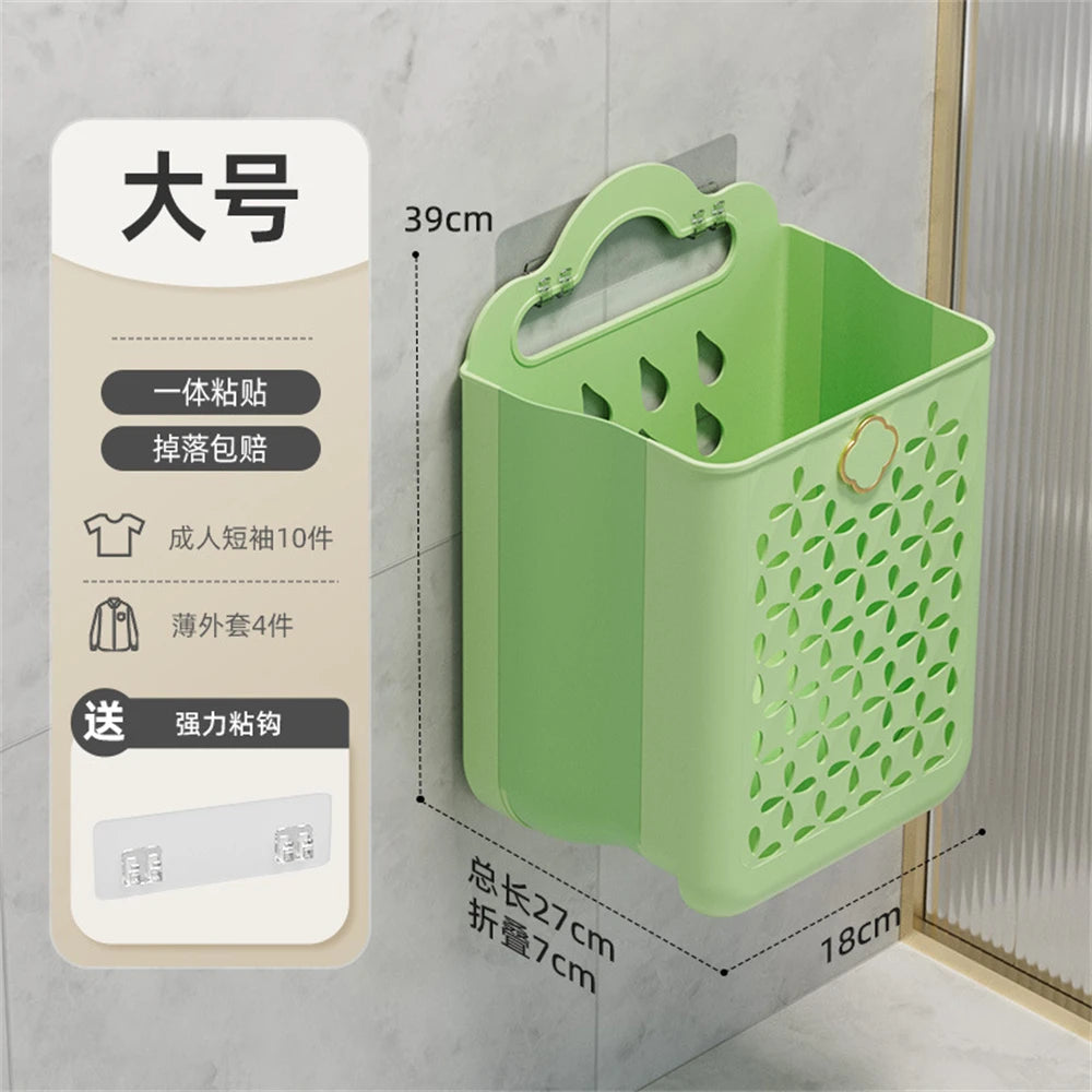 Dirty Clothes Basket with Large Capacity Folding Wall Hanging Dirty Clothes Basket Bathroom Laundry Bag Portable Clothes Basket