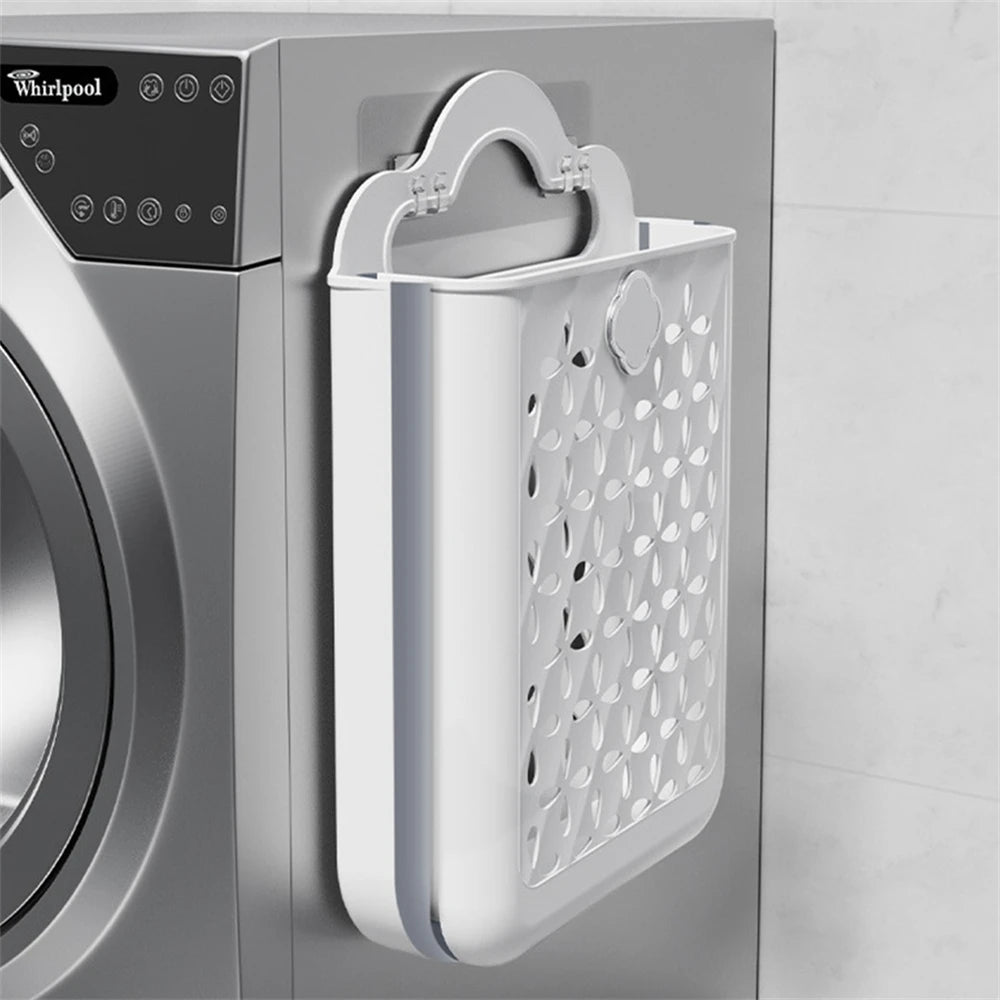 Dirty Clothes Basket with Large Capacity Folding Wall Hanging Dirty Clothes Basket Bathroom Laundry Bag Portable Clothes Basket
