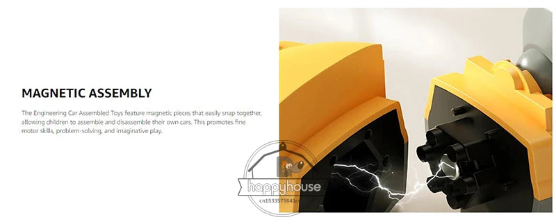 Magnetic Transform Engineering Car Assembled Toys for Toddler Magnetic Blocks for Kids Activities Toy Transforming Robot Car Toy